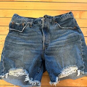 Levi's Blue Distressed Jean Shorts